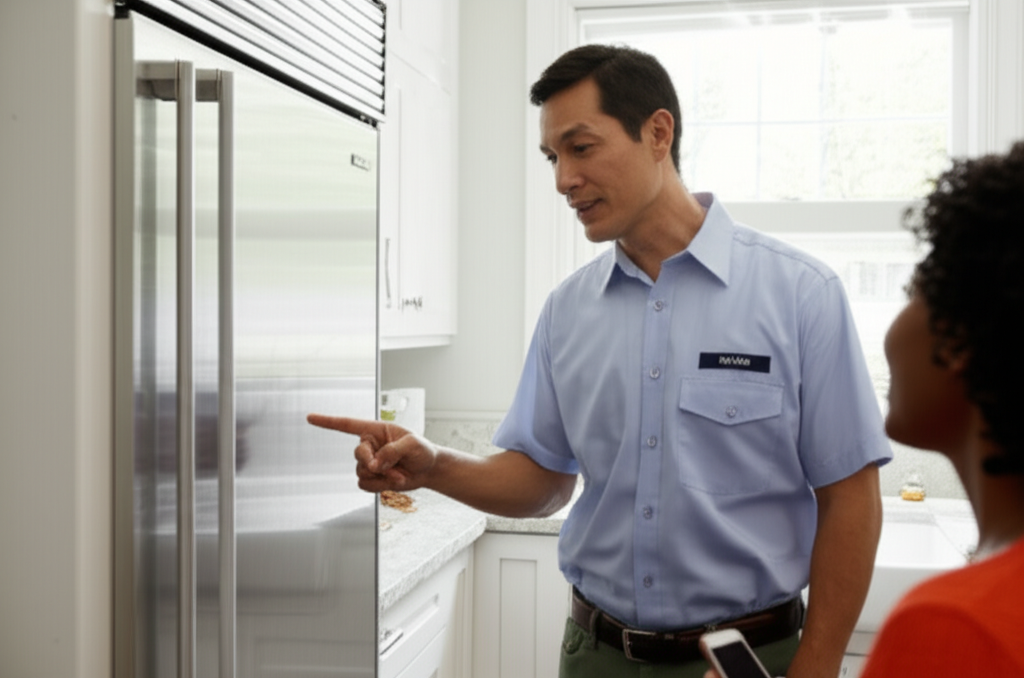Technician consulting with homeowner
